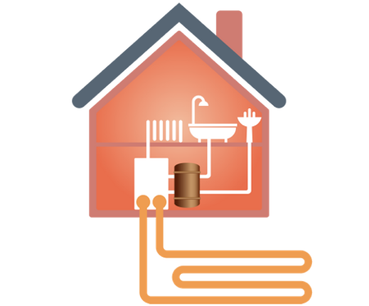 A House with a Ground Source Heat Pump Diagram