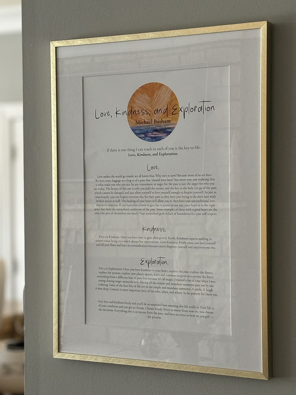 Michael's words greet me every morning.