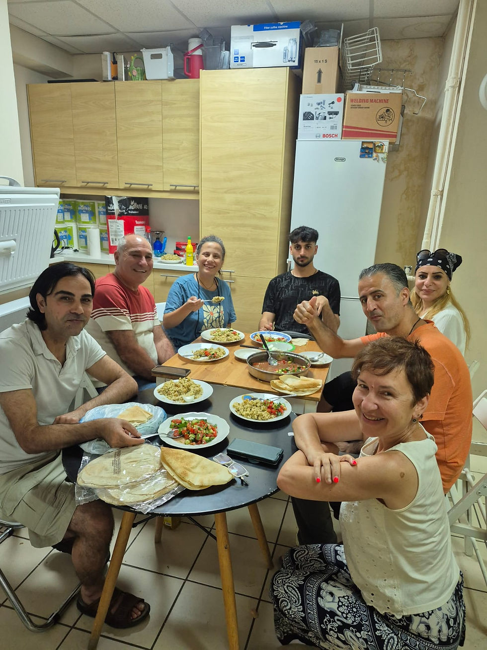 Lunch break with personnel and beneficiaries