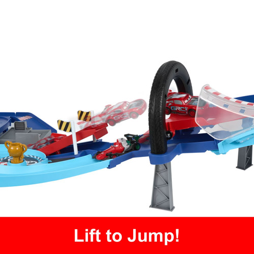 Disney Pixar Cars Playset with 2 Toy Cars, GRC Jumping Raceway