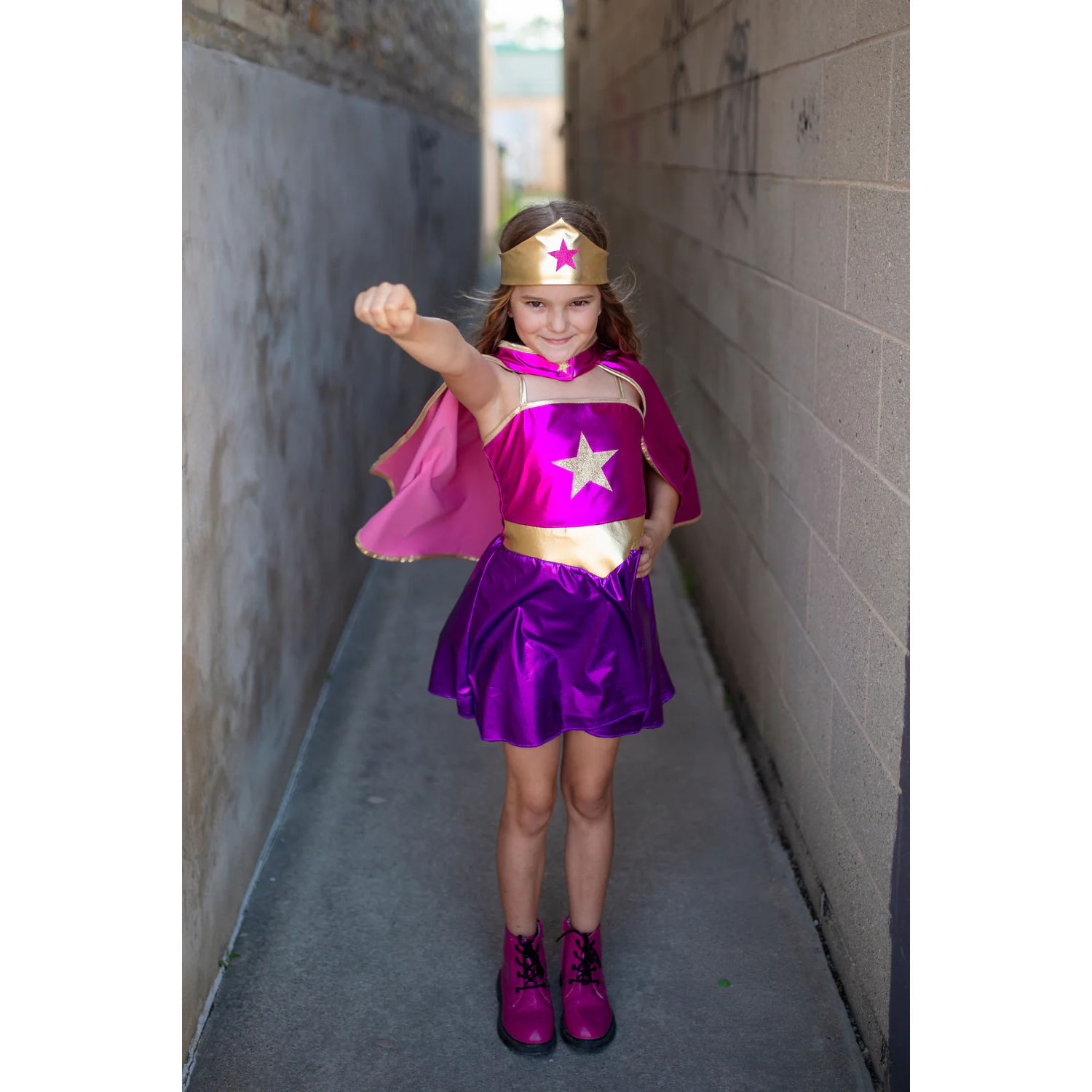 Superhero Star Dress, Cape & Headpiece