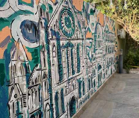 Residential garden wall art mural architecture design