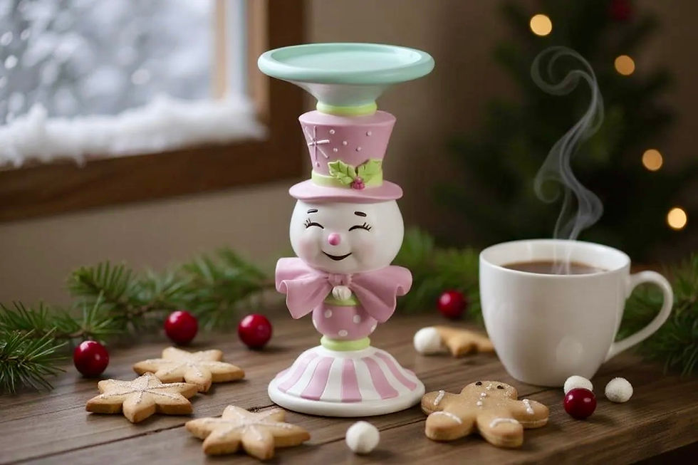 Pastel Snowman Candle Holder  -H00283