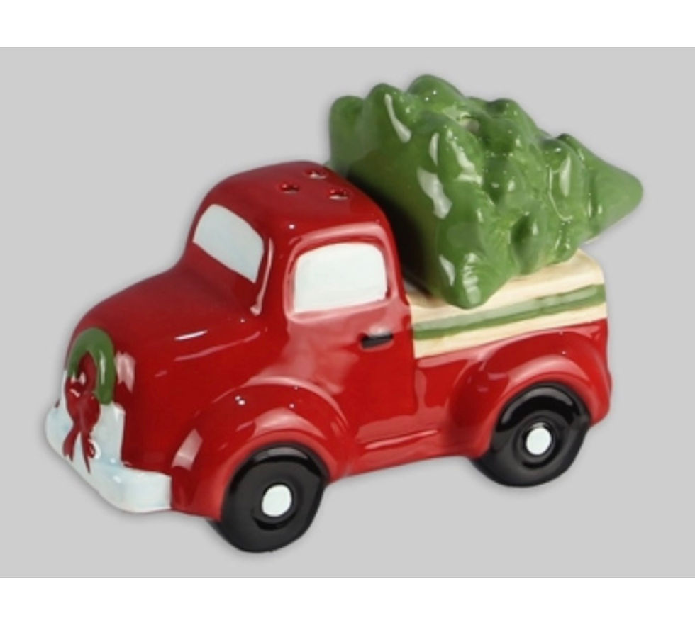 Ceramic Christmas Red Truck and Christmas Tree Salt & Pepper  -H00175