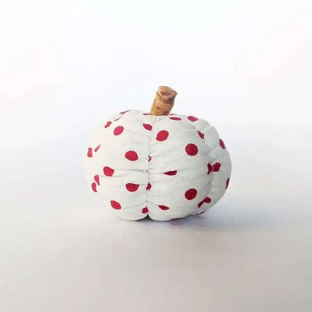 Orange Spice Polka-Dot Fabric Pumpkin - Tiered Tray Decor - F00102