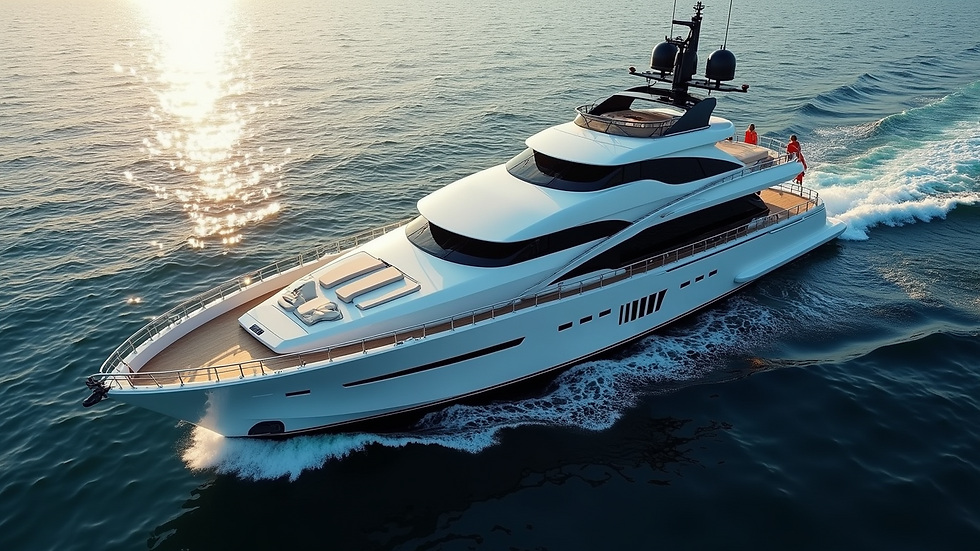 High angle view of a luxury yacht equipped with modern technology