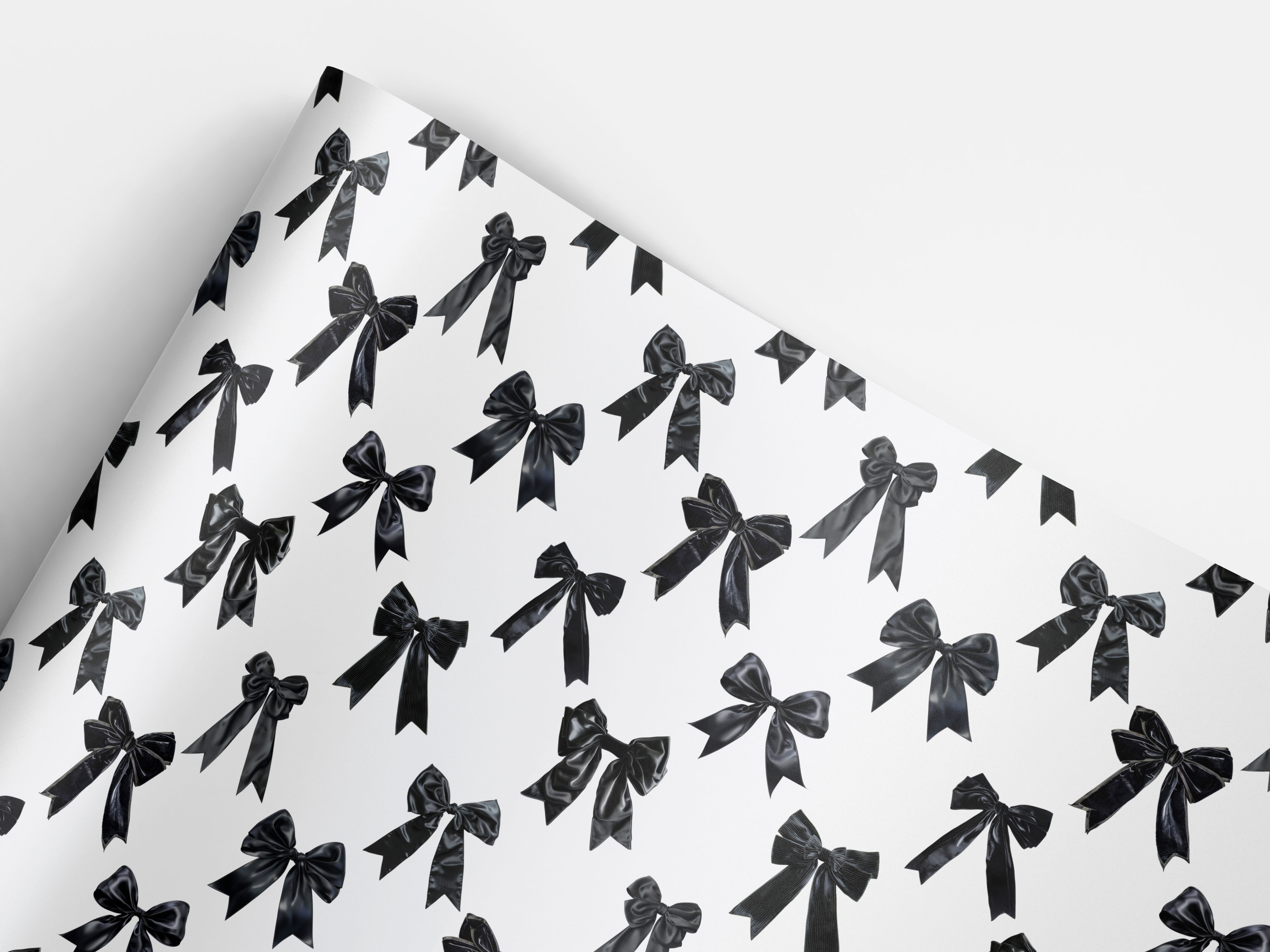 black bow wrapping paper