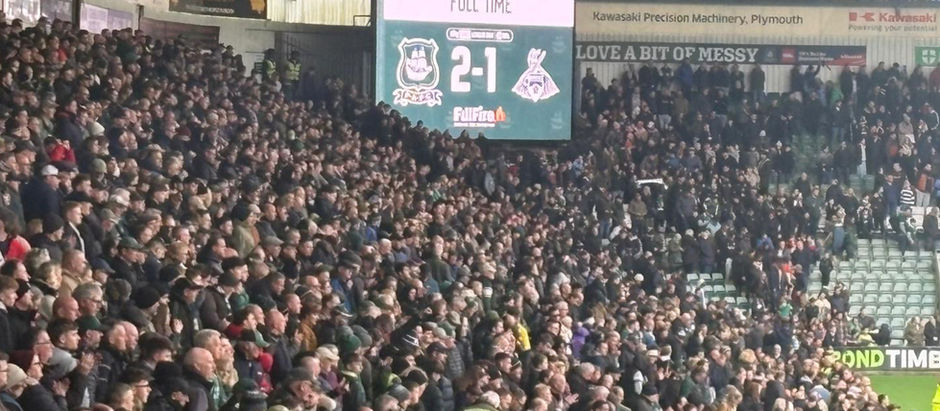 Plymouth Argyle v Doncaster Rovers final score board at Home Park