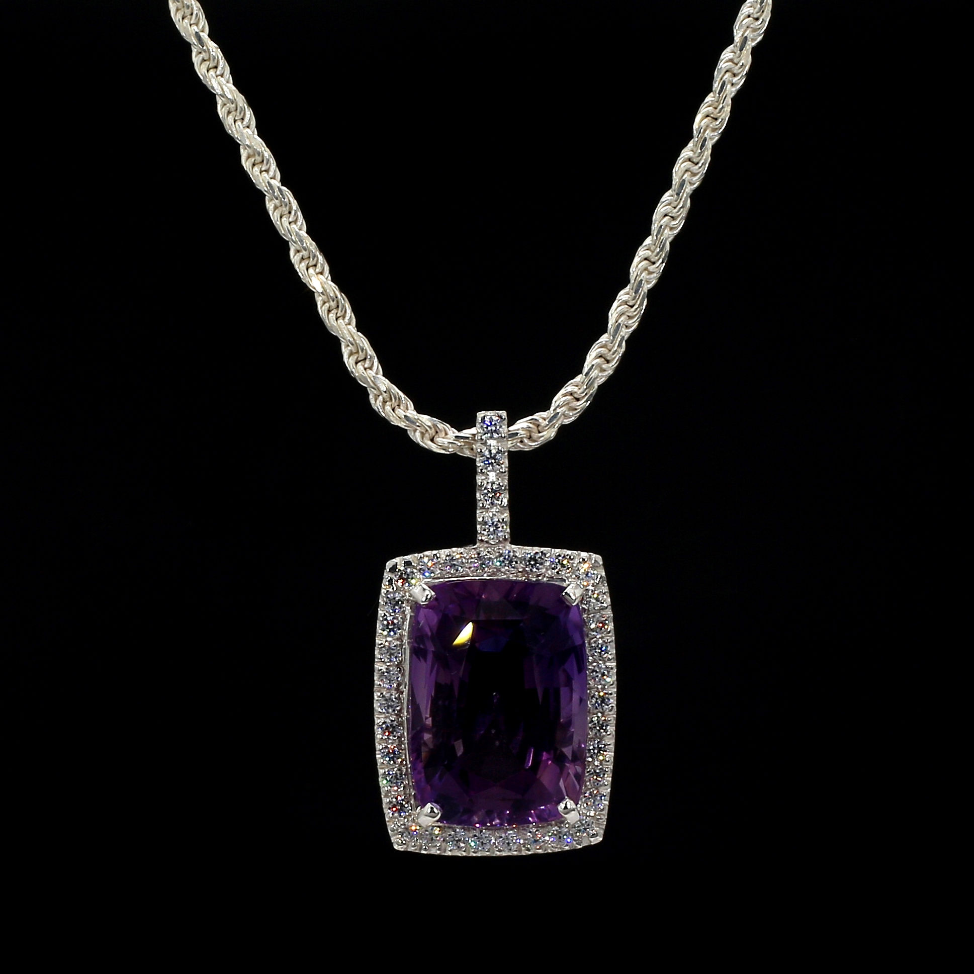 Amethyst Stoned Ladies Pendant with AD