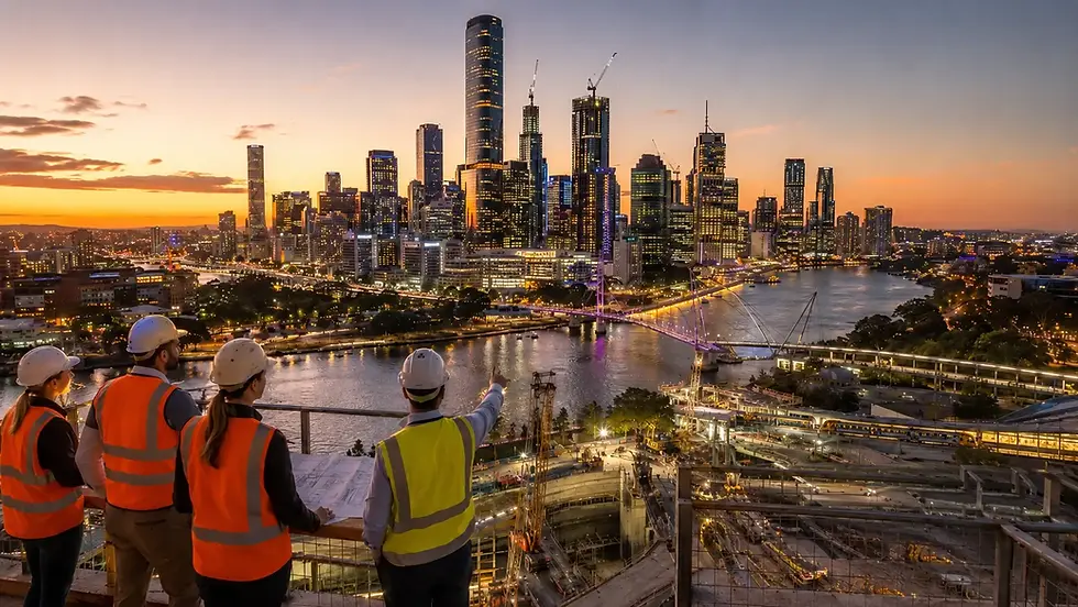 Brisbane River and skyline showing major infrastructure projects, representing engineering thought leaders in Queensland