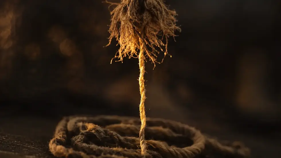 A fraying rope with one glowing strand intact, symbolising the last thread of employee engagement before quiet quitting takes hold.