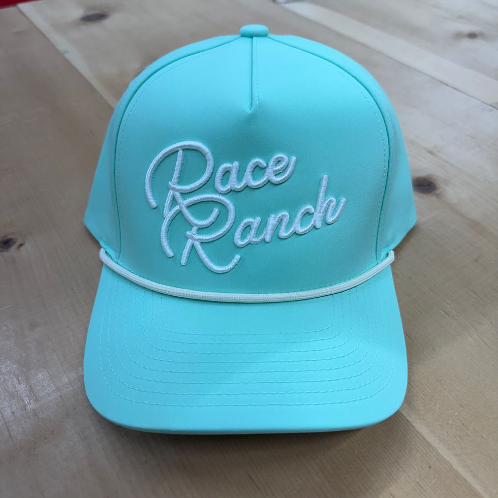 Thumbnail: Race Ranch - Script - White on Mint Rope Hat H35