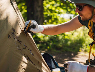 Removing tree sap from tent