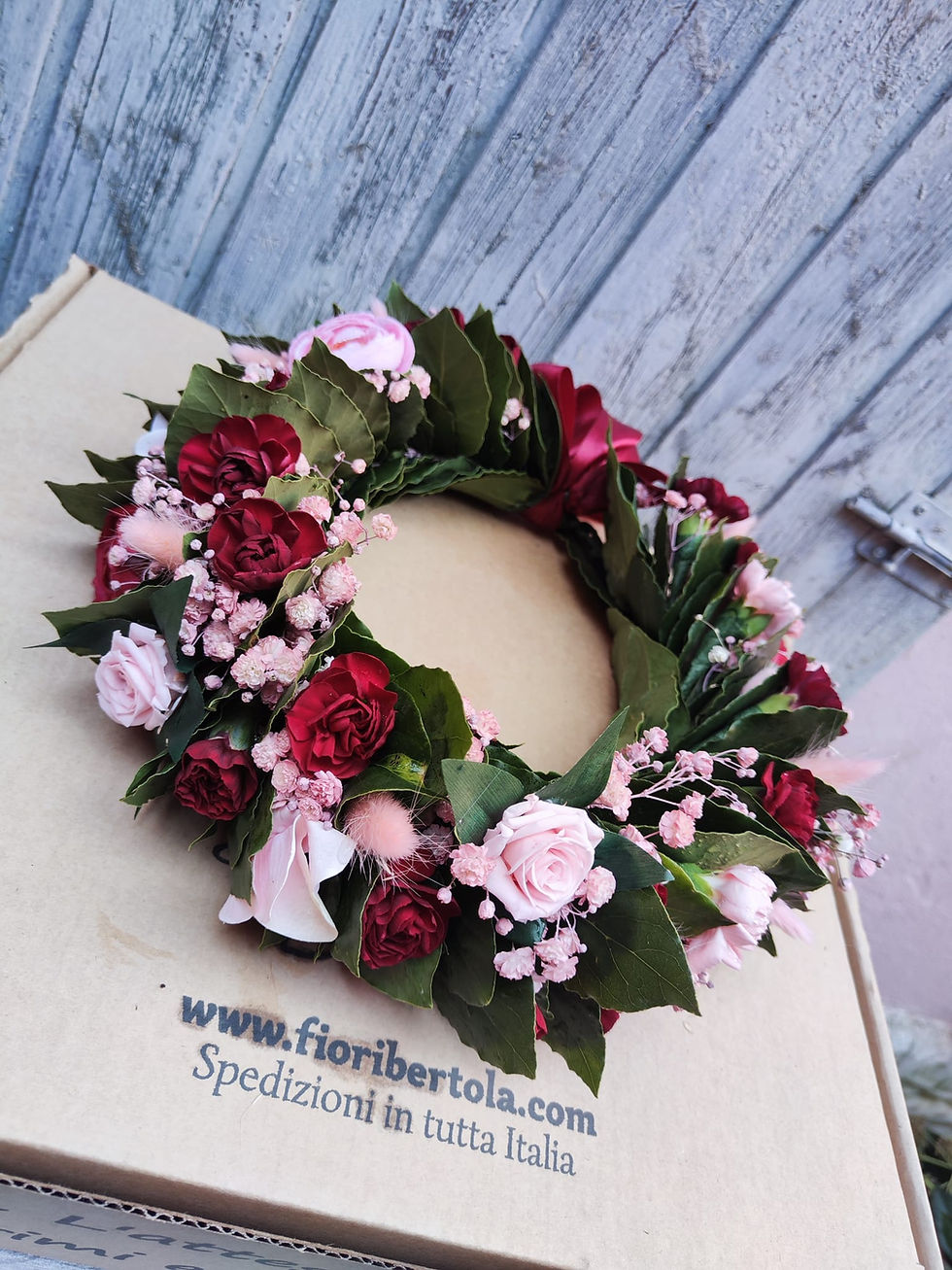 Miniatura: Corona di laurea in rosso/rosa/fucsia (€72)
