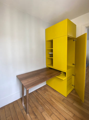 bureau télescopique dans meuble compact multifonctions