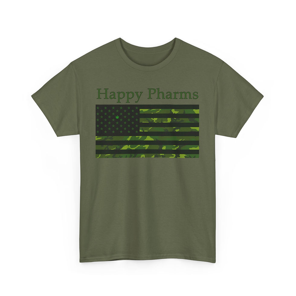 Thumbnail: Happy Pharms Unisex Heavy Cotton Tee - Camouflage American Flag Design