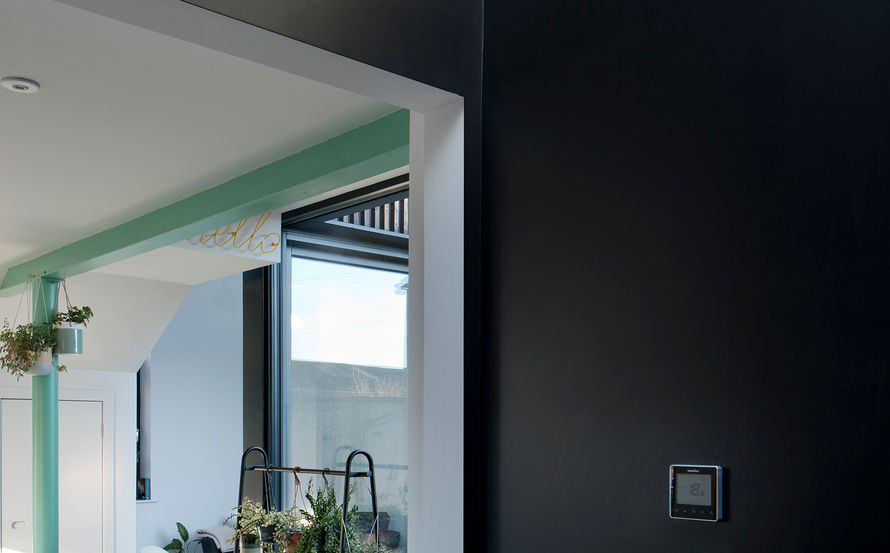 Contemporary designed church hall conversion with bold interior colours