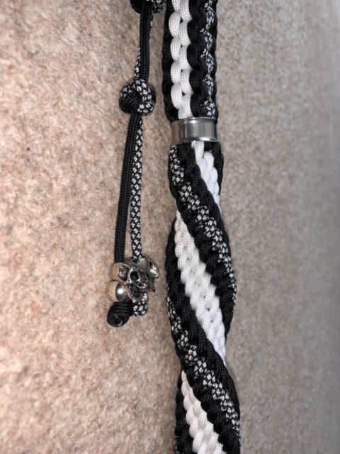 Thumbnail: Paracord Get-Back-Whip *Caged 8 ball GBW* Black White 30"