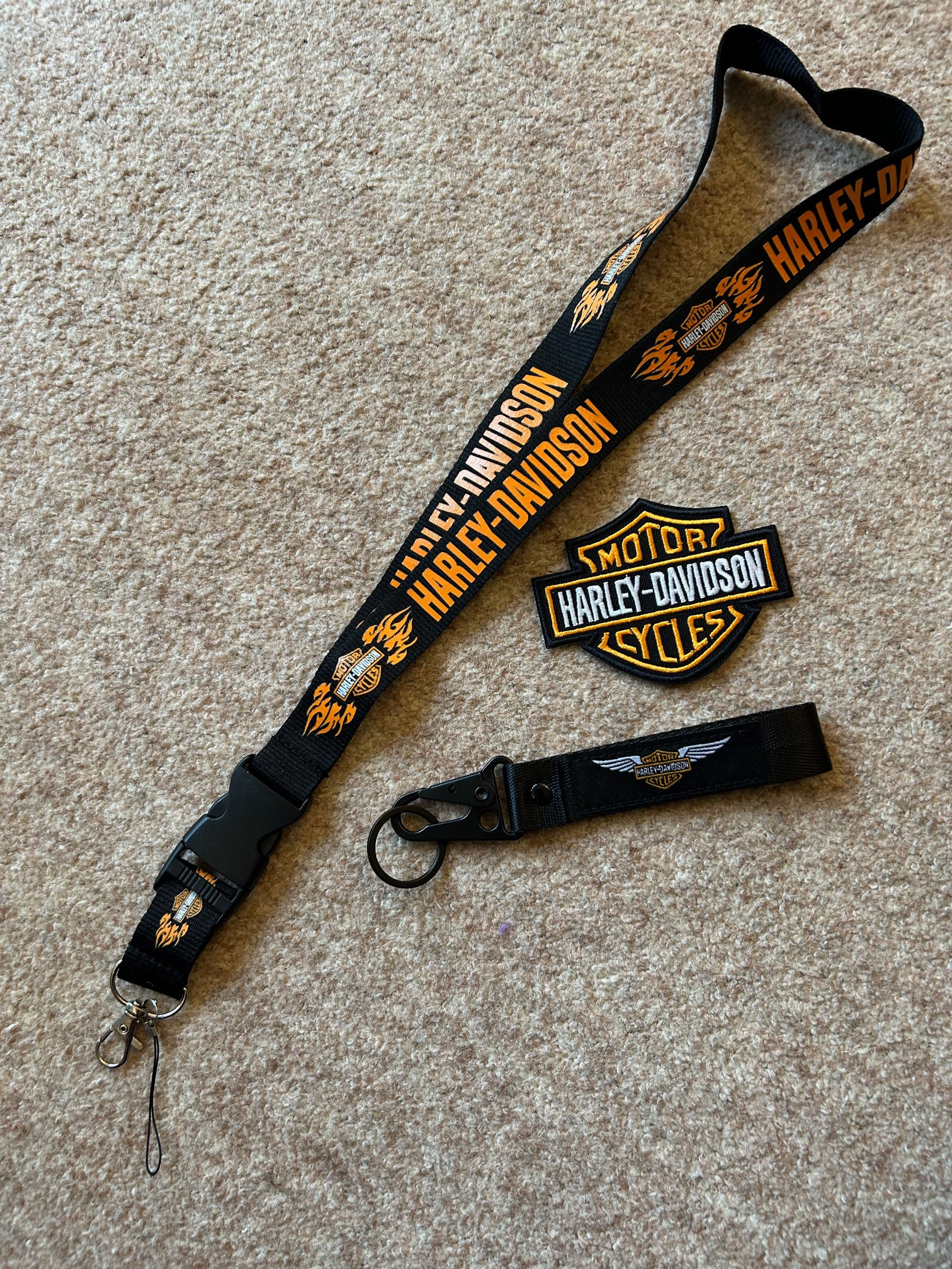 HD Flames Lanyard + Patch + Wrist Strap