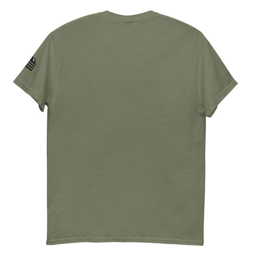 Distressed American Flag “T” – w/ Flag + Mountain Sleeve Logo | AZ