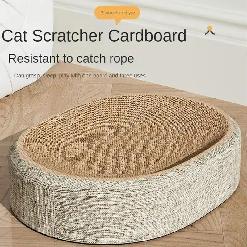 Miniatura: Cama e Arranhador Oval de Sisal para Gatos – Multiuso para Descanso