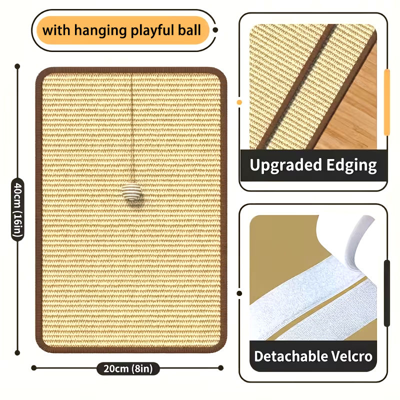 Miniatura: Arranhador Vertical Resistente para Gatos (Bege) com Bola Suspensa – Compacto pa