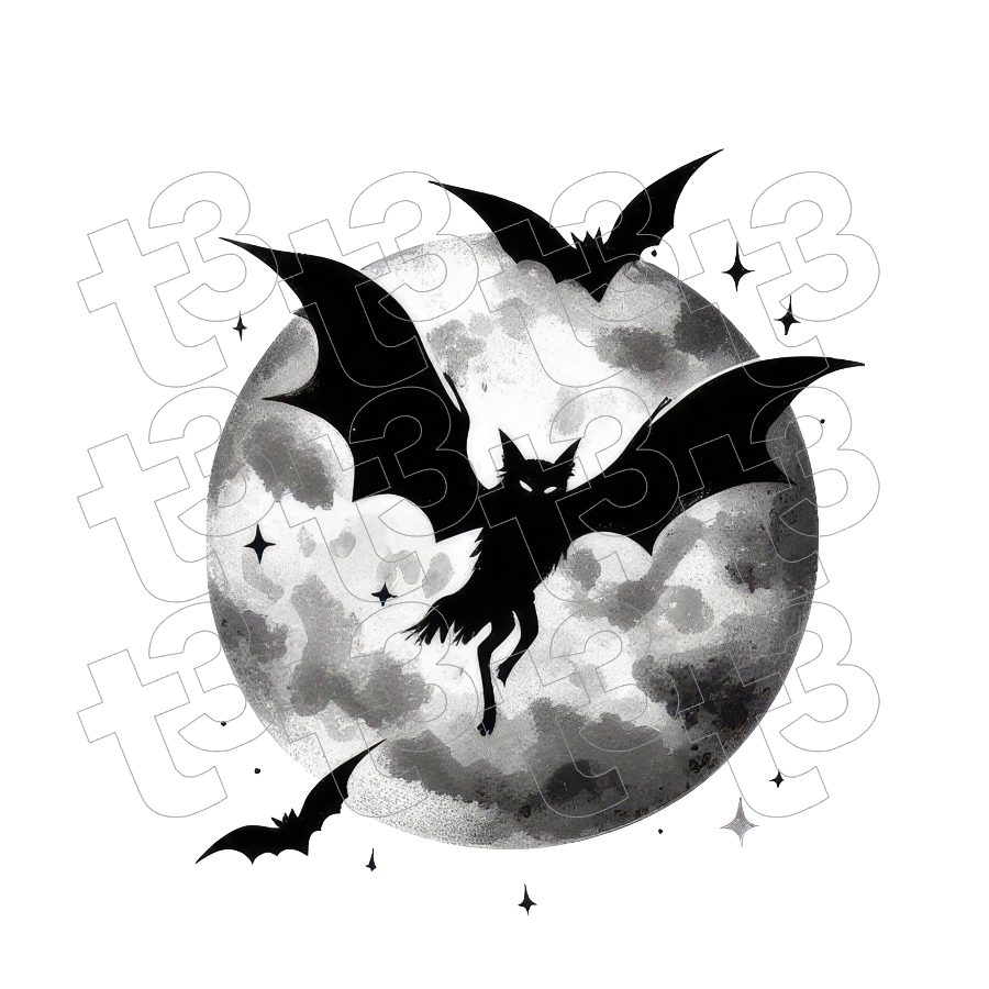 Bats and Moon UV DTF Decal