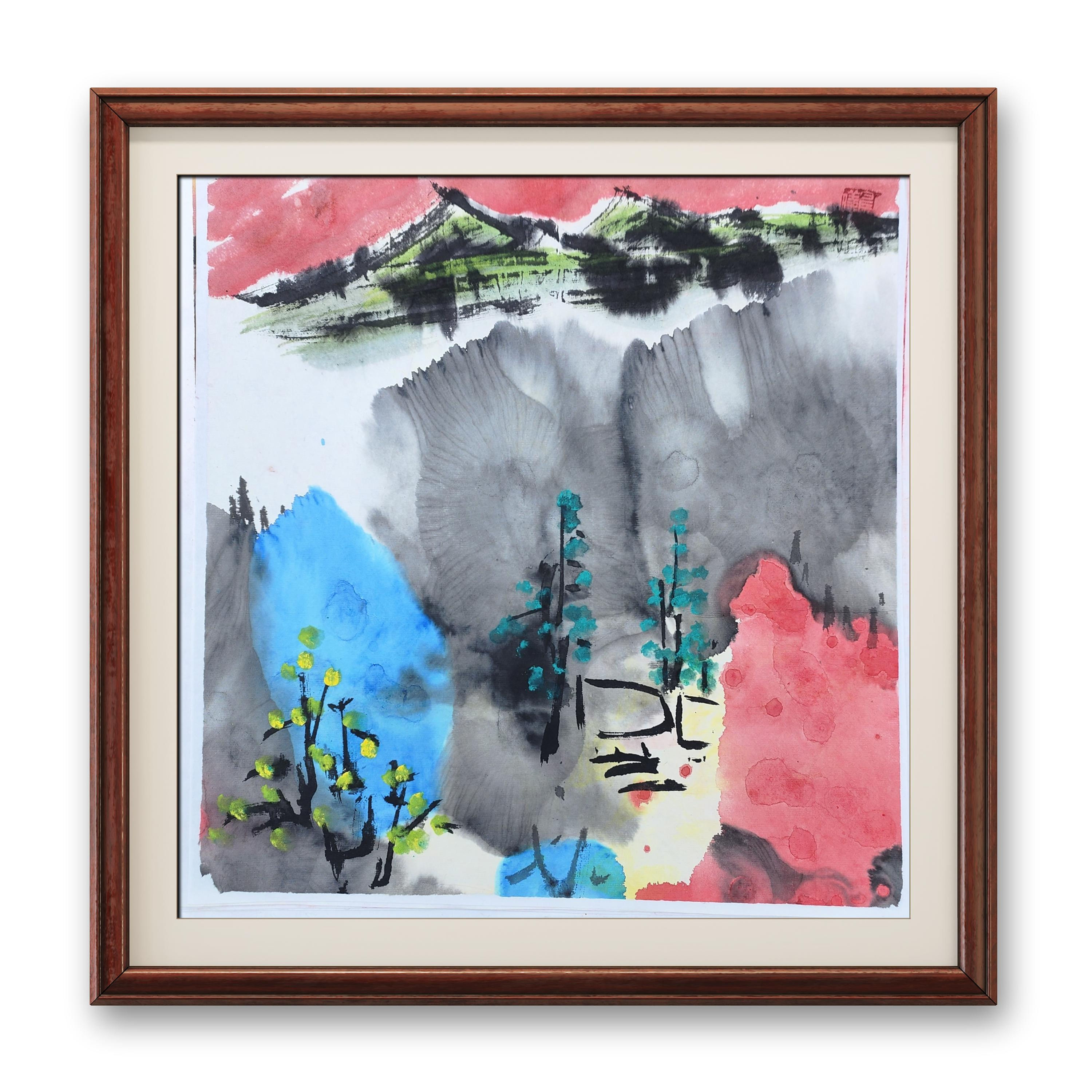 Green Peaks with Blossoming Trees