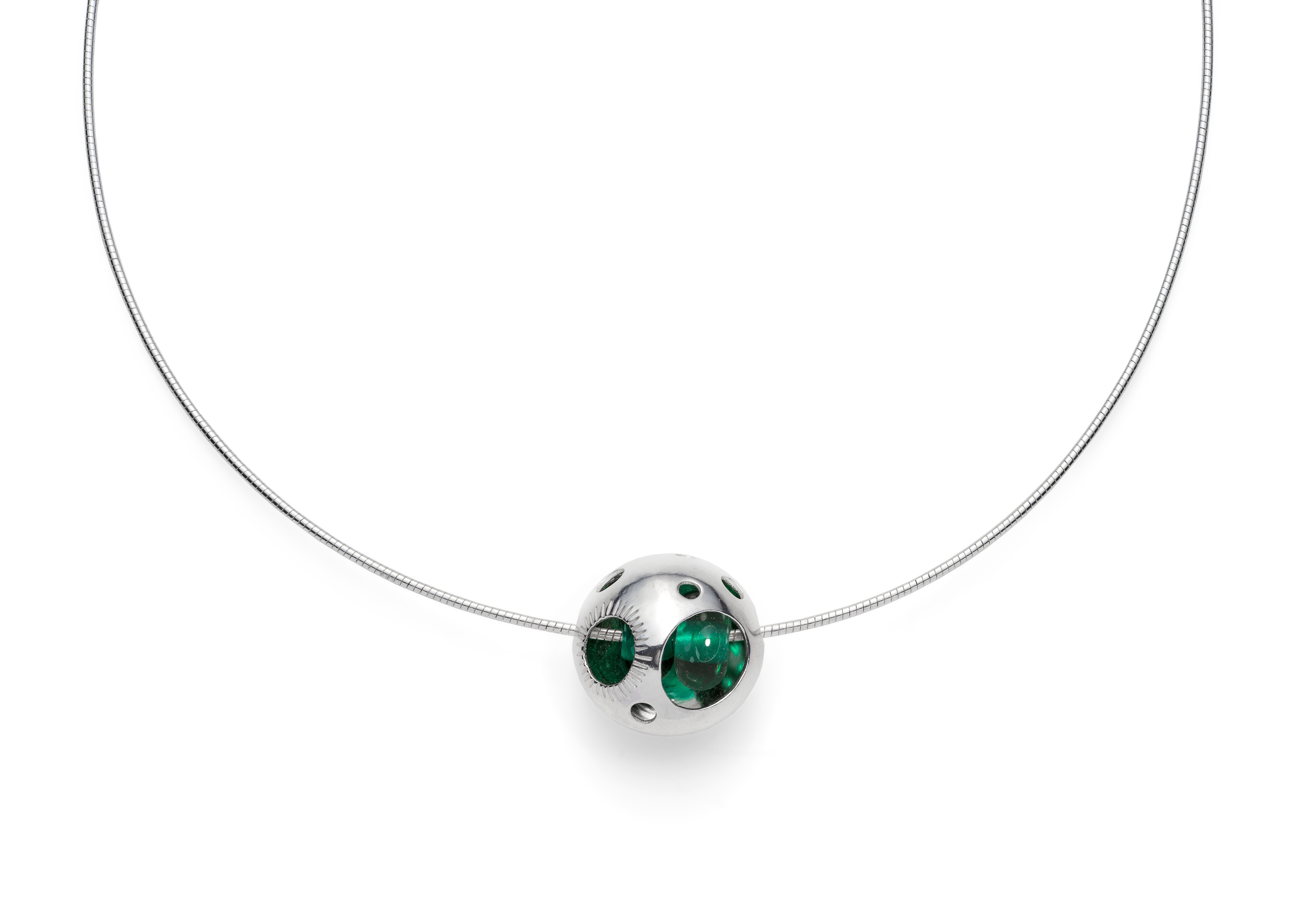 Teal Green Glass and Pod Pendant
