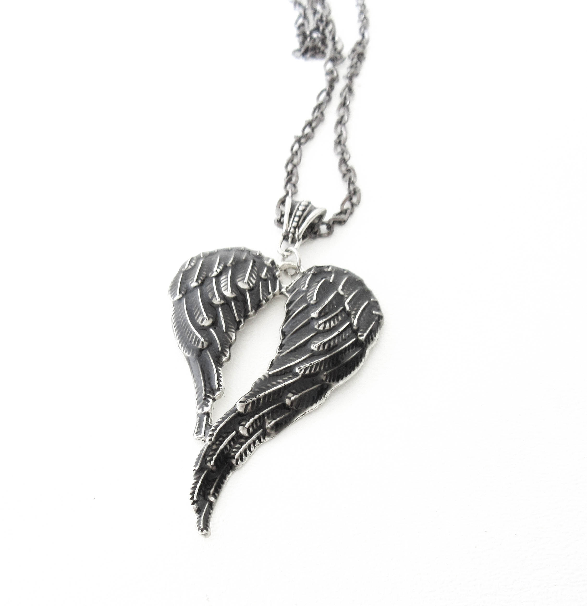 Black and Silver Wing Necklace