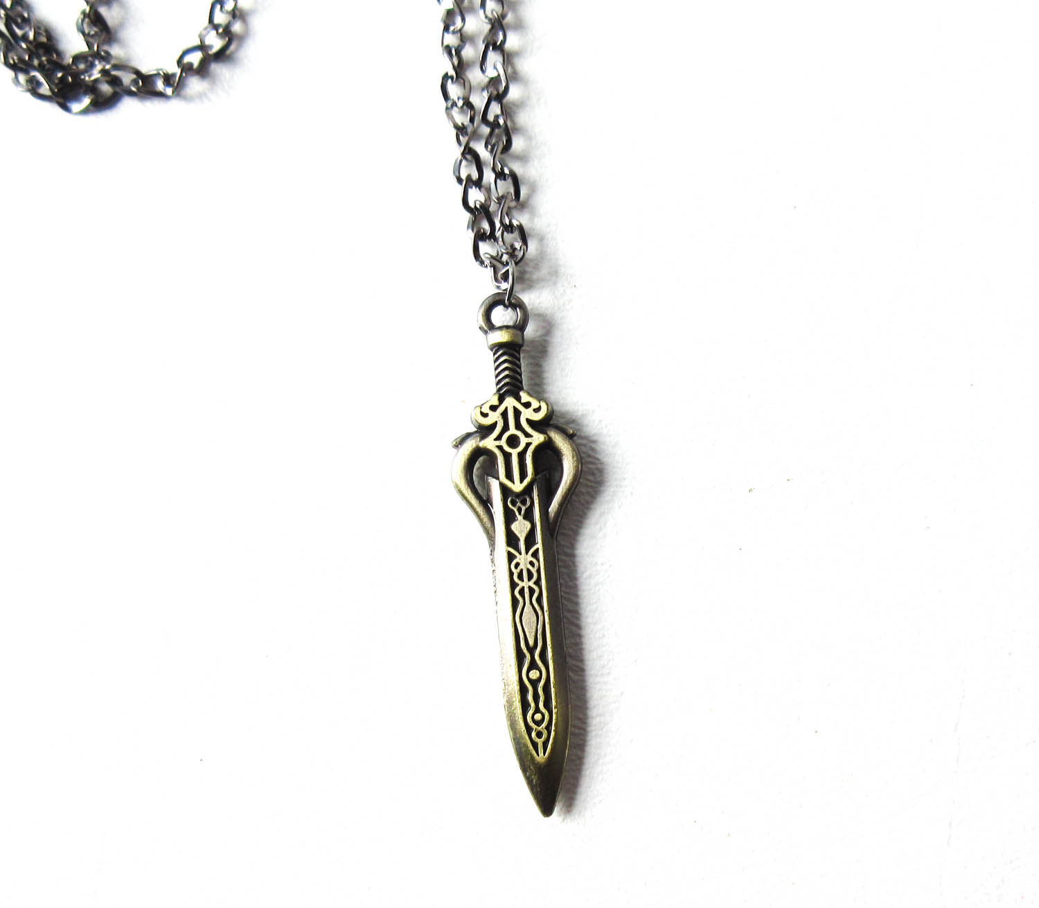 Antique Brass Sword Necklace