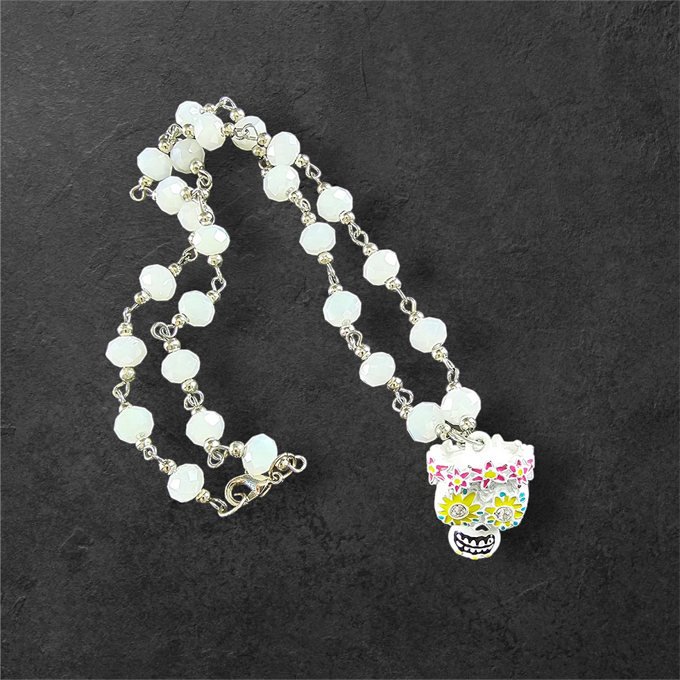 Thumbnail: White Day of the Dead Skull Necklace