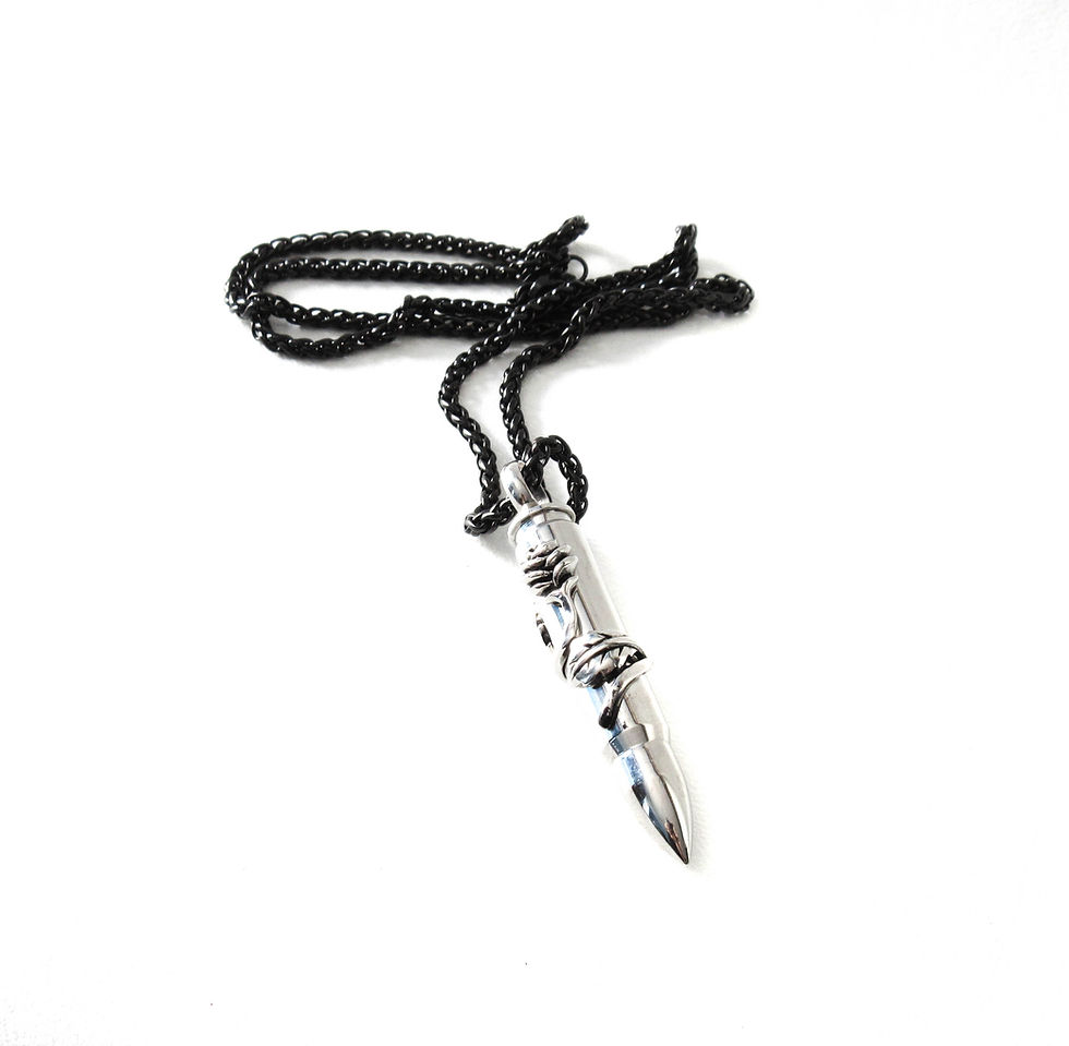 Thumbnail: Stainless Steel Bullet with Rose Necklace