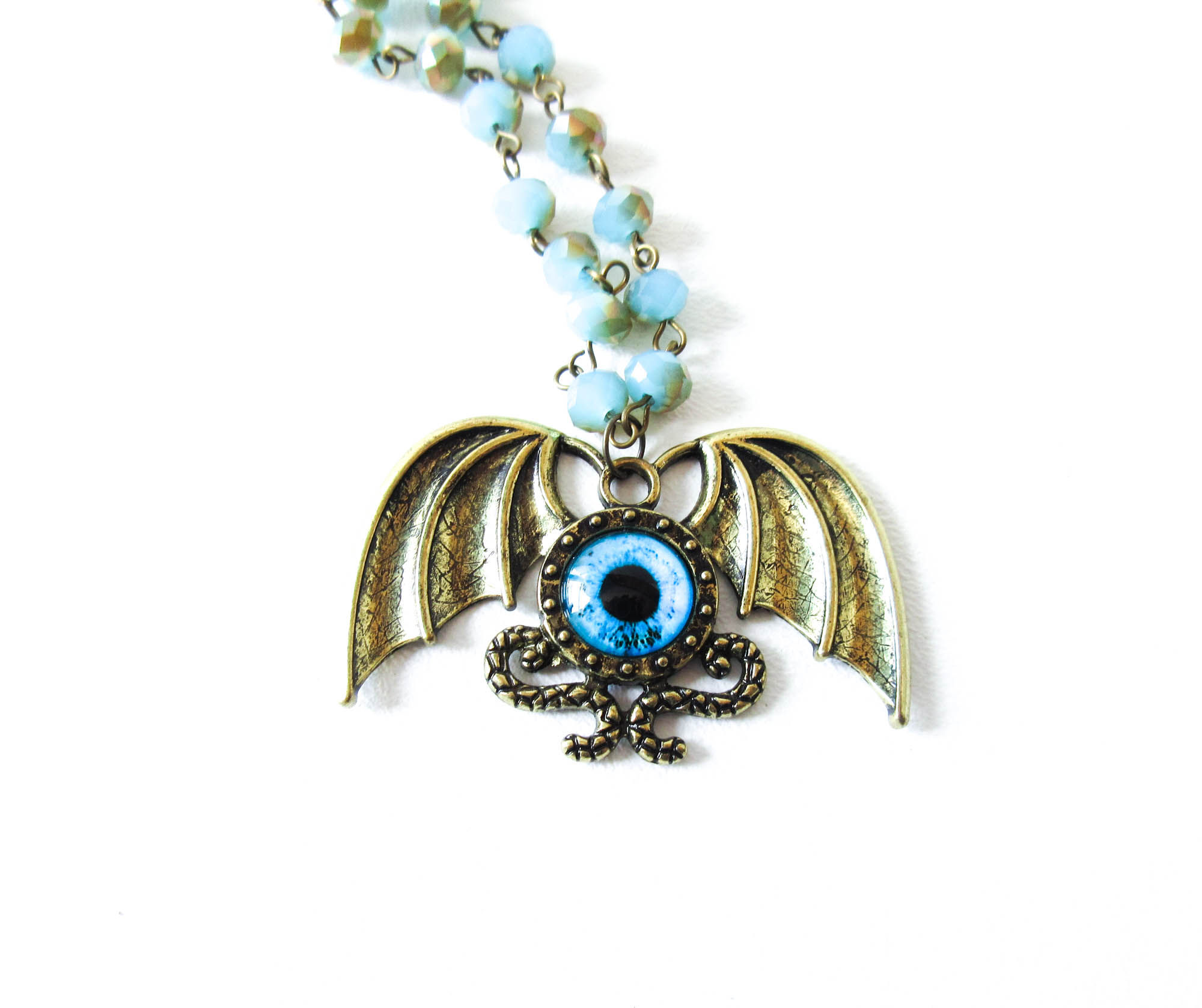Gold Winged Eyeball Necklace