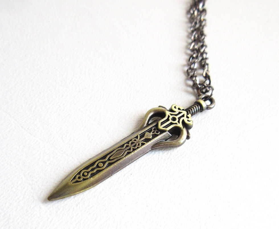 Thumbnail: Antique Brass Sword Necklace