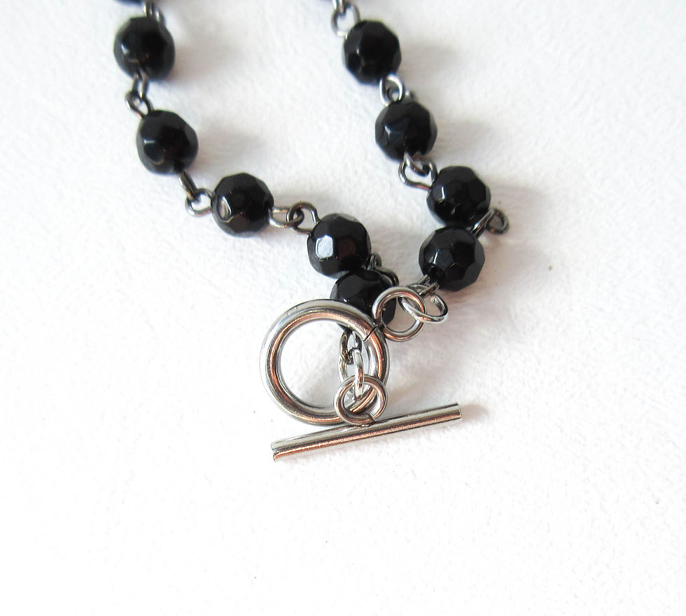 Thumbnail: Black Stainless Steel Bullet Rosary Necklace