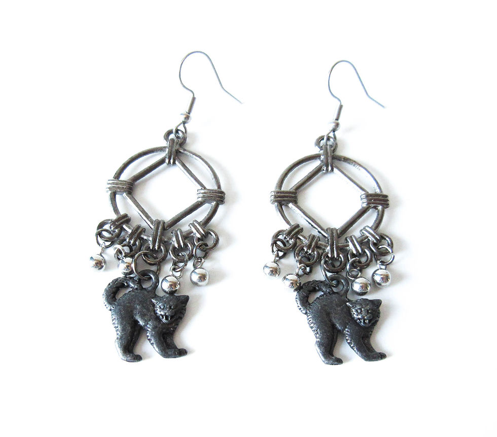 Black Cat Chandelier Earrings