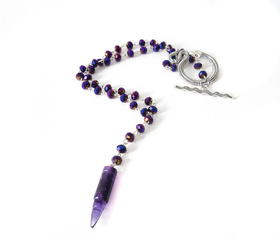 Thumbnail: Gemstone Bullet Rosary Necklace