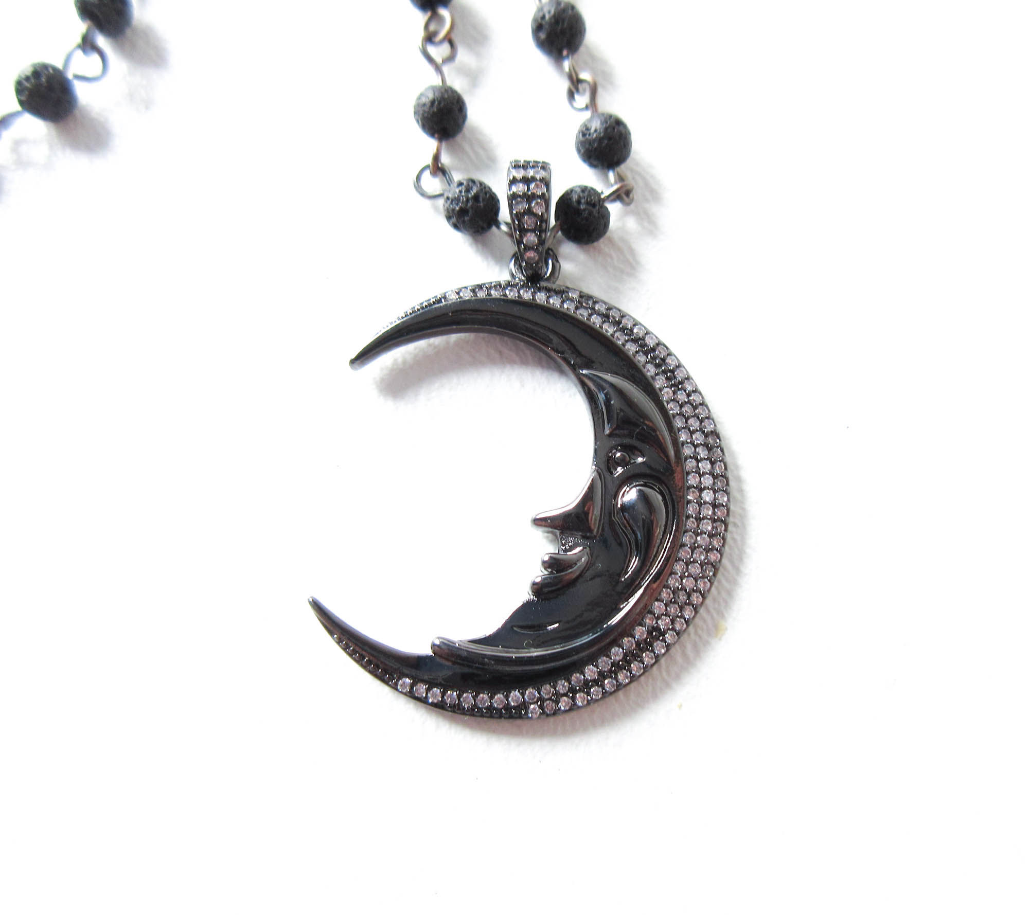 Black Moon Rosary Necklace