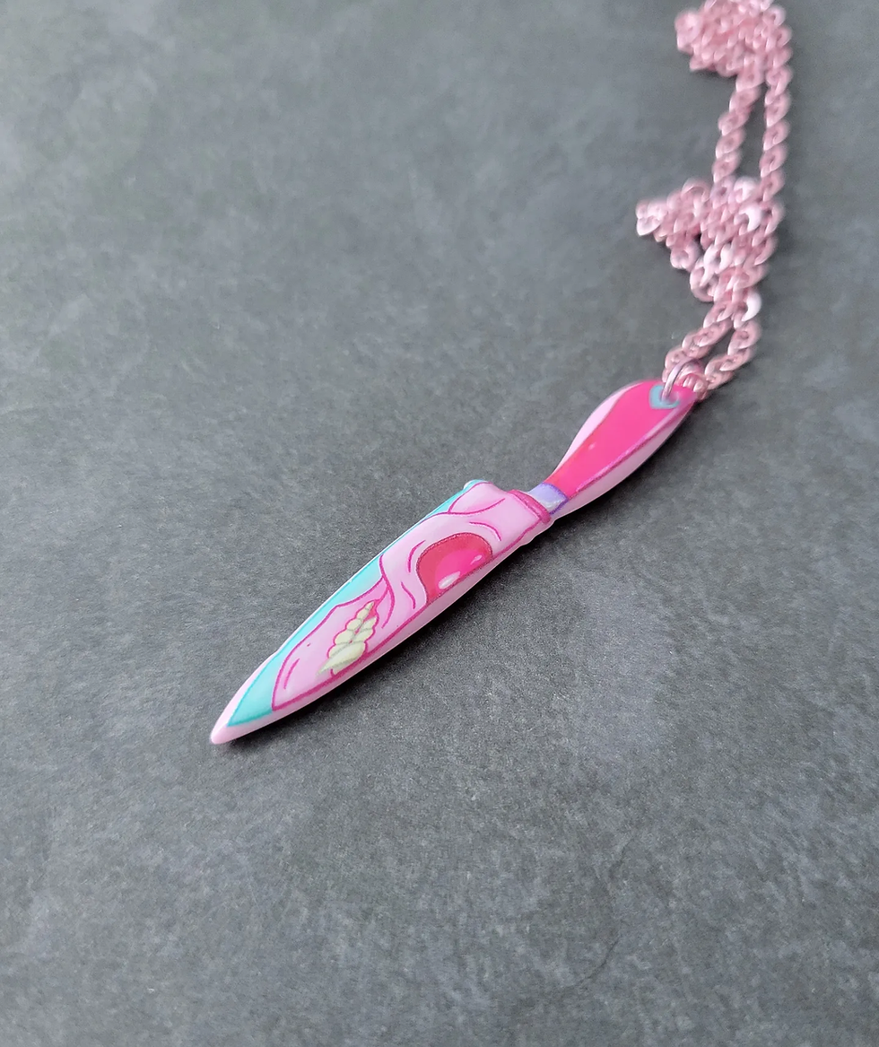 Thumbnail: Pink Skull Knife Necklace