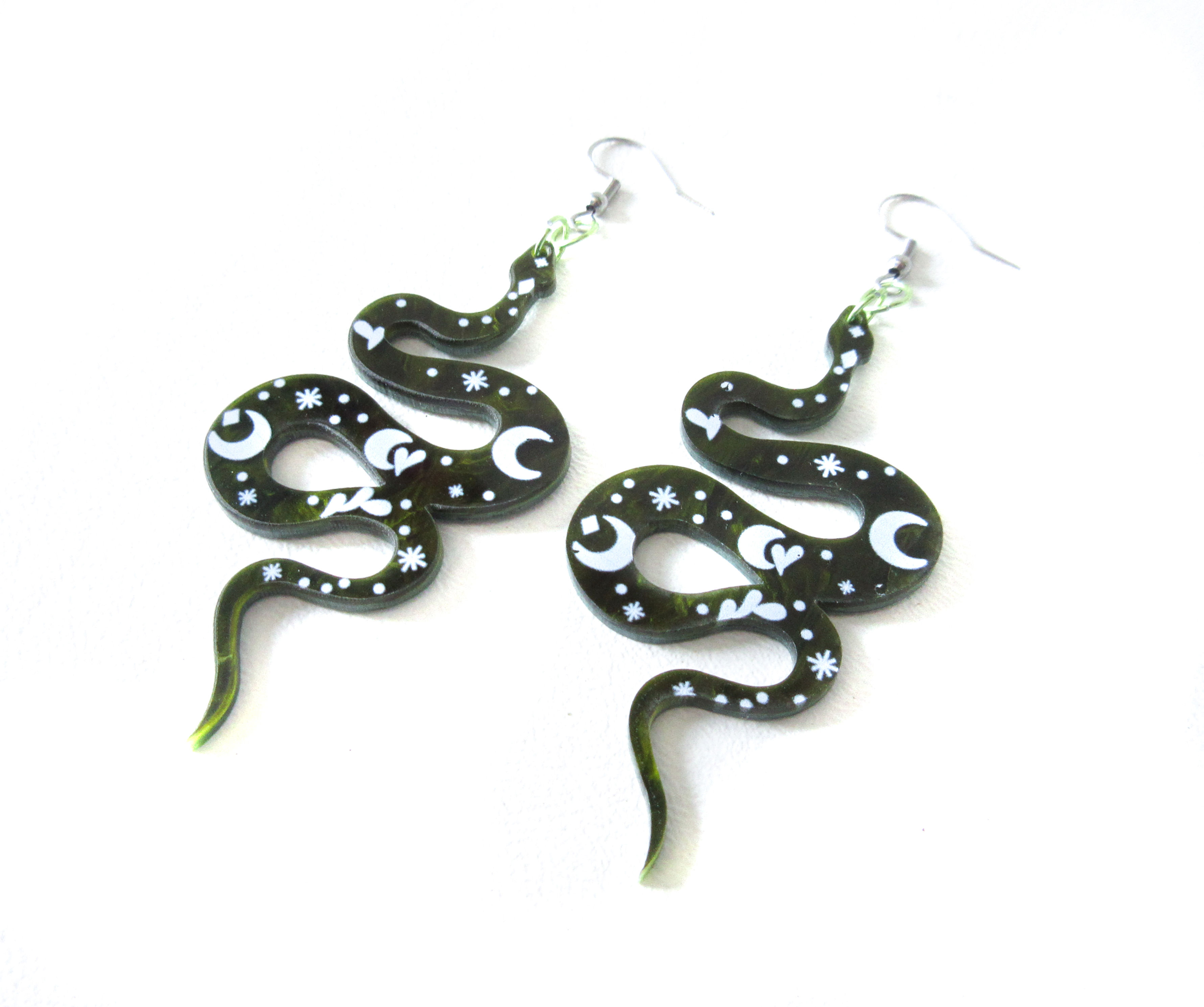 Green Snake Earrings
