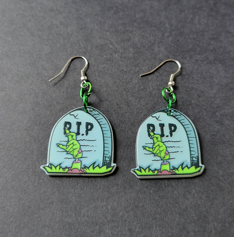Thumbnail: Zombie Earrings Eyeballs Lips Gravestone
