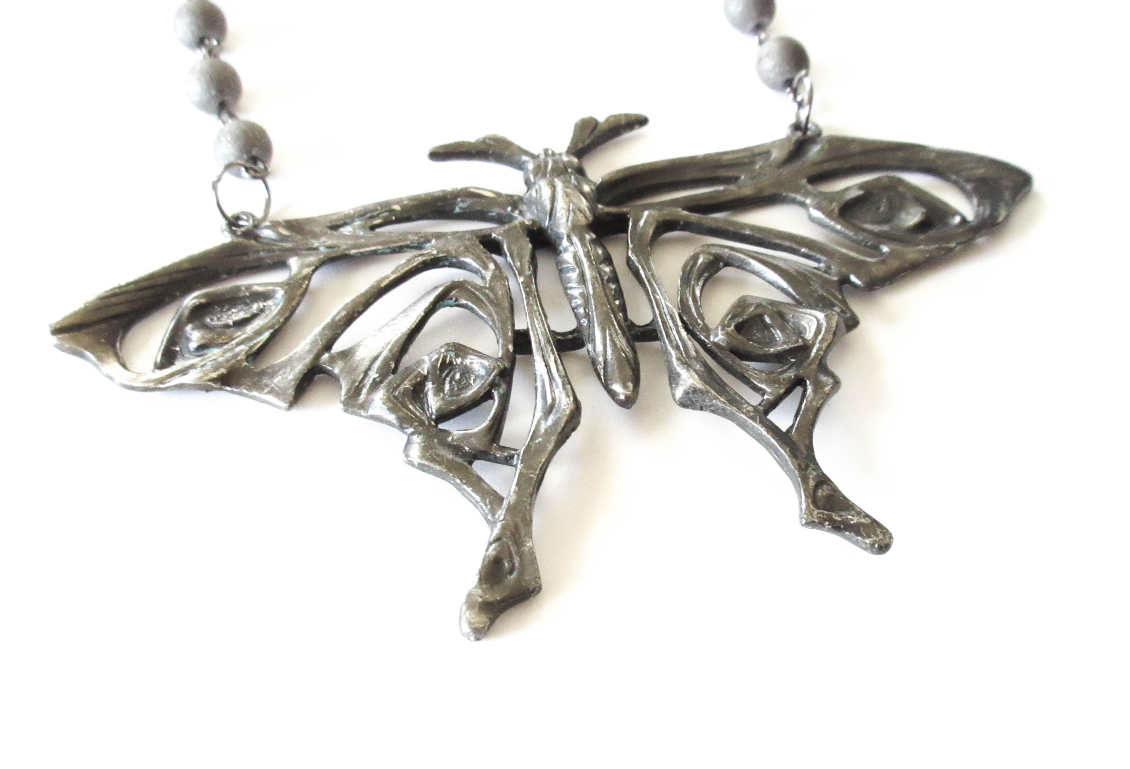 Large Pewter Butterfly Necklace
