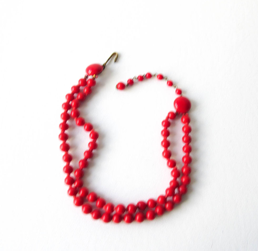 Thumbnail: Red Czech Glass Beaded Necklace