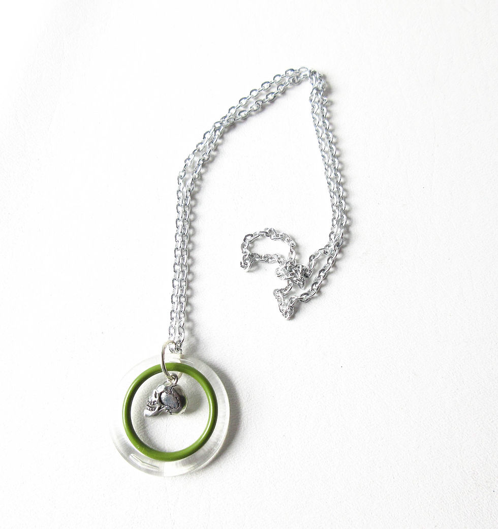 Thumbnail: Green Circle Skull Necklace