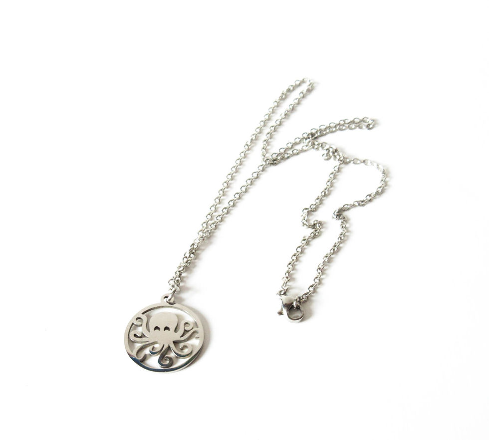 Thumbnail: Stainless Steel Octopus Necklace and Earrings Set