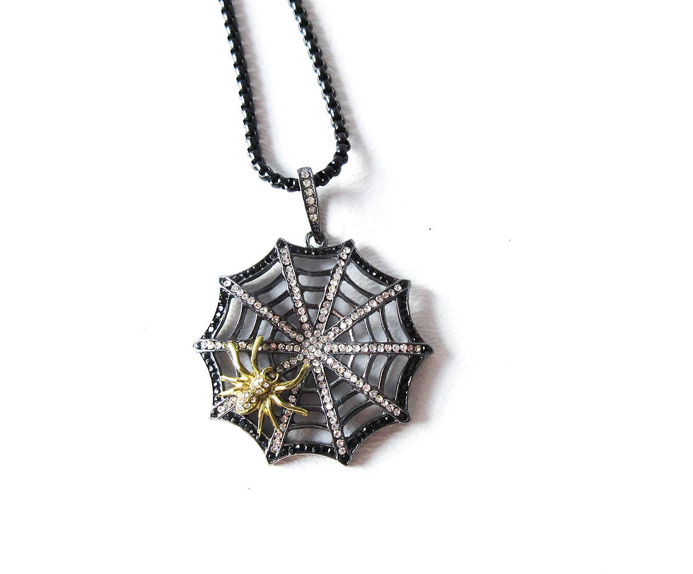 Big Rhinestone Spiderweb Necklace