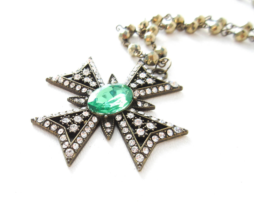 Thumbnail: Rhinestone Maltese Cross Necklace