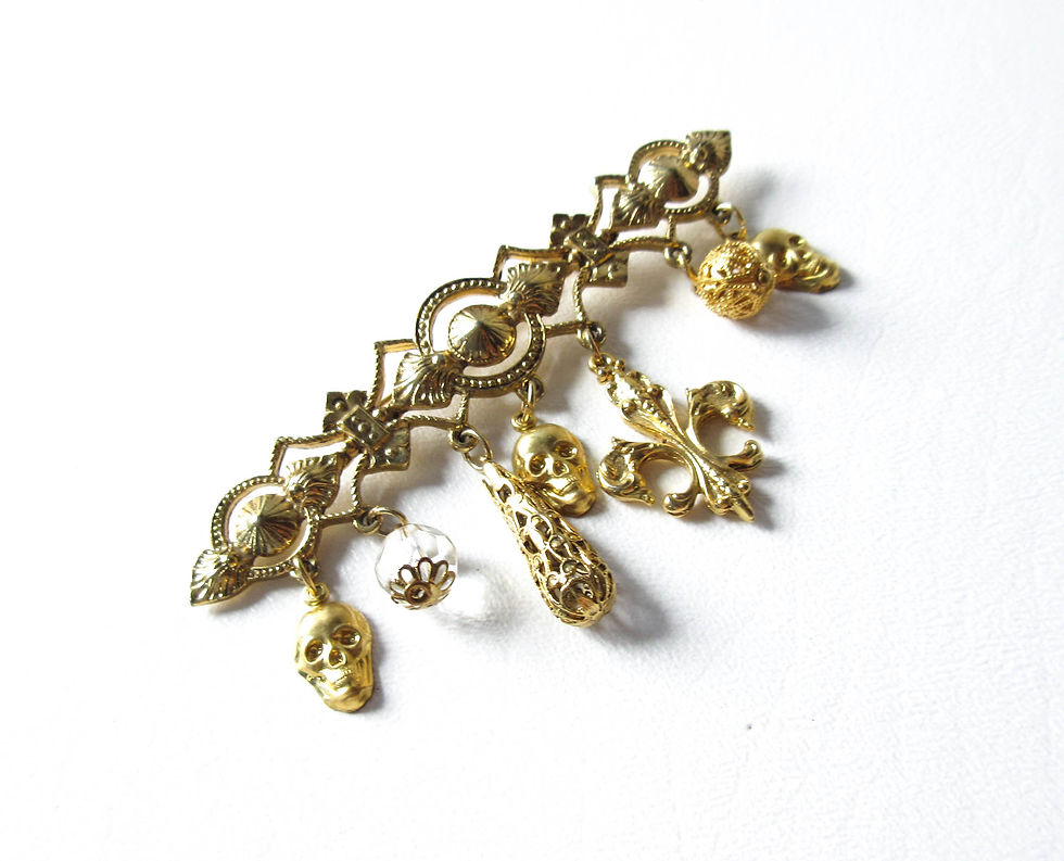 Thumbnail: Gold Tone Skull Charm Pin
