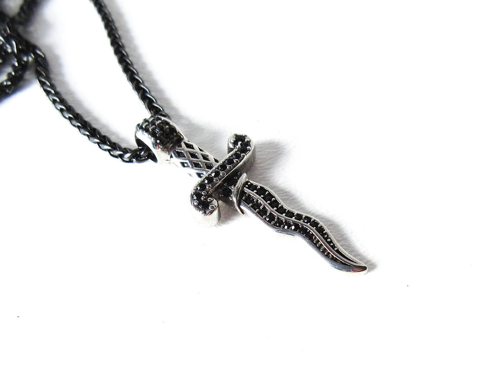 Thumbnail: Black Rhinestone Dagger Necklace
